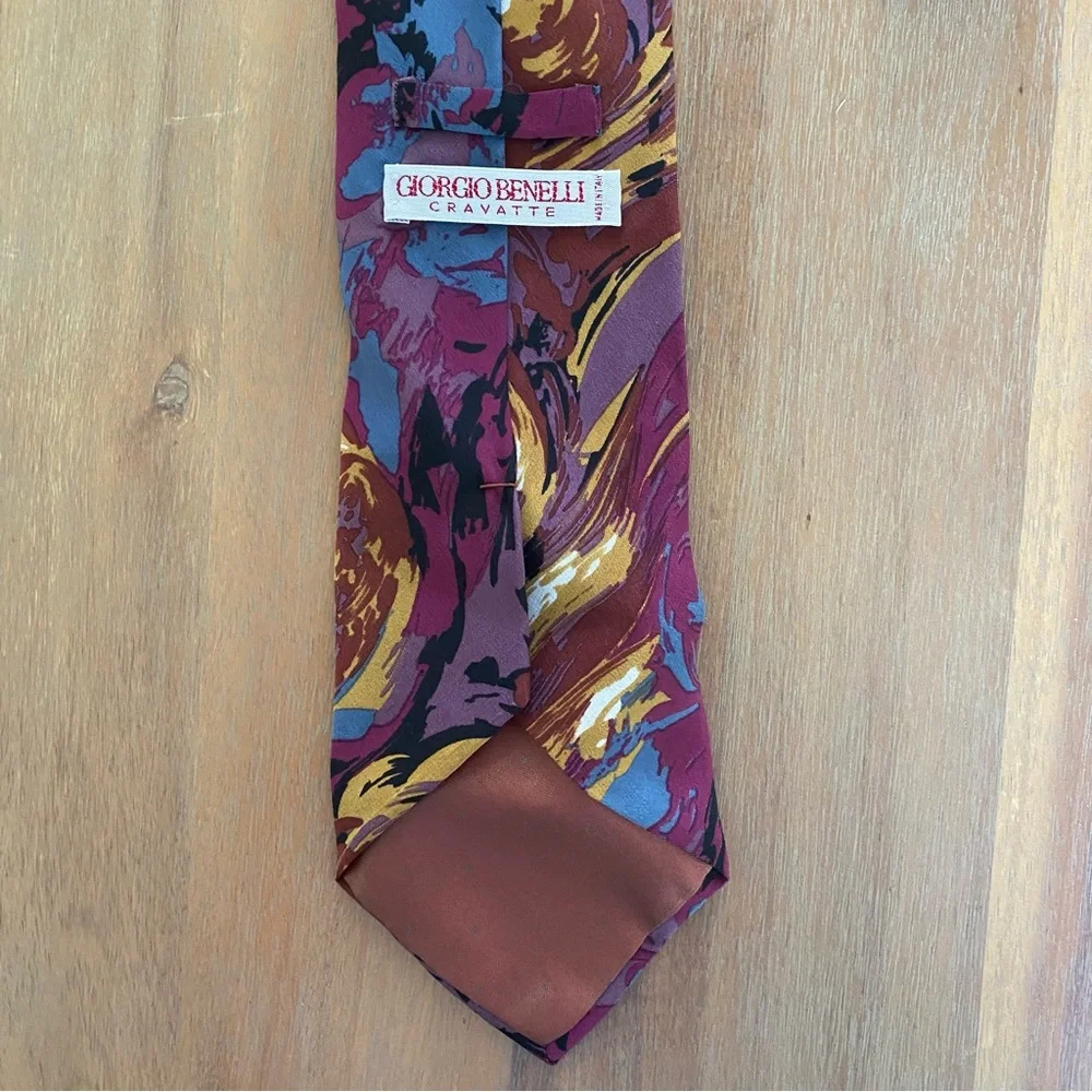 Men's Purple Printed Giorgio Benelli Cravatte Designer Silk Tie